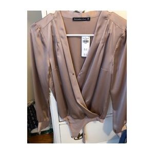 Abercrombie & Fitch Pink Satin Bodysuit
